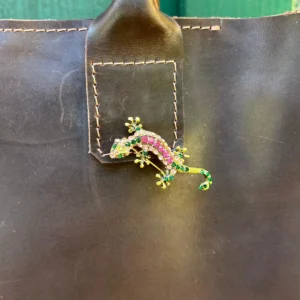 Prendedor Gecko Verde y Rosado