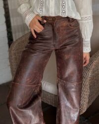 Pantalón de Cuero Marrón Óxido